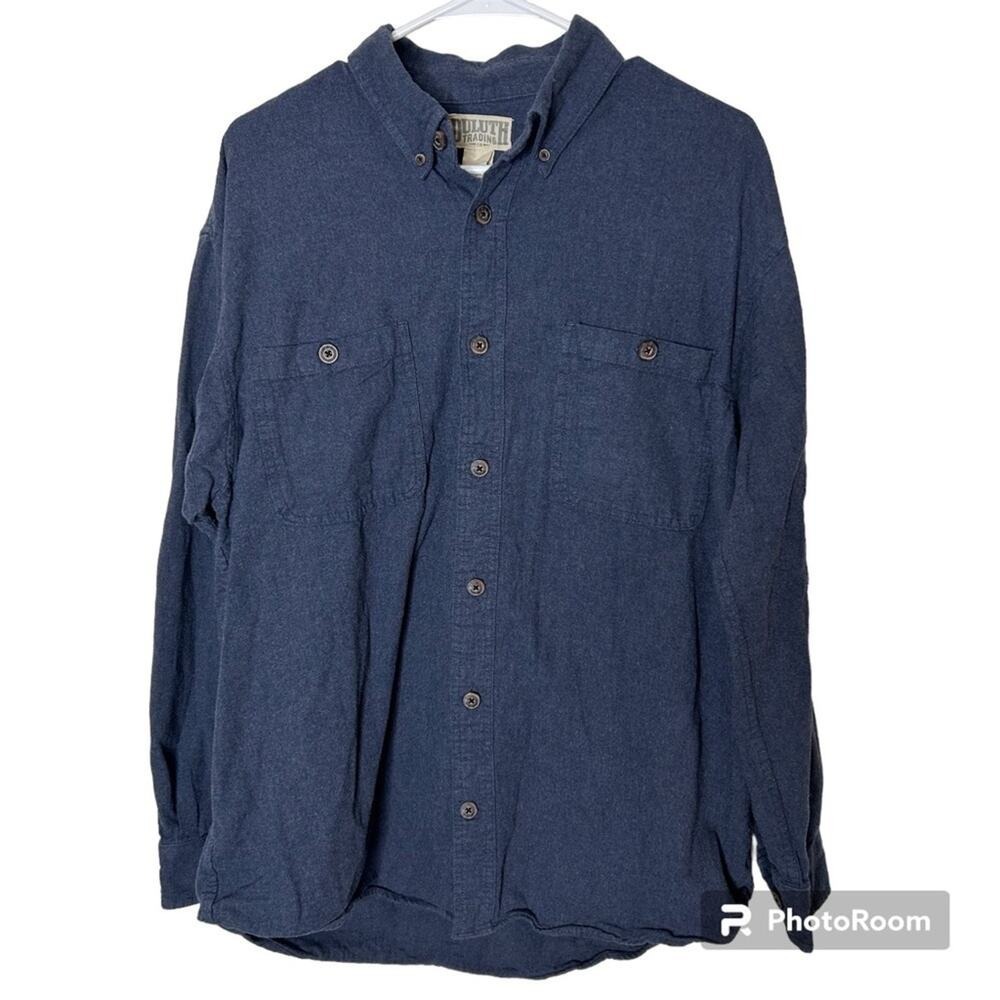 Duluth Trading Co Long Sleeve Blue Button Down Shirt Large